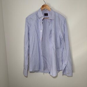 Untuckit Mackinnon Button Down Shirt Men's LG Pink Blue Windowpane Classic